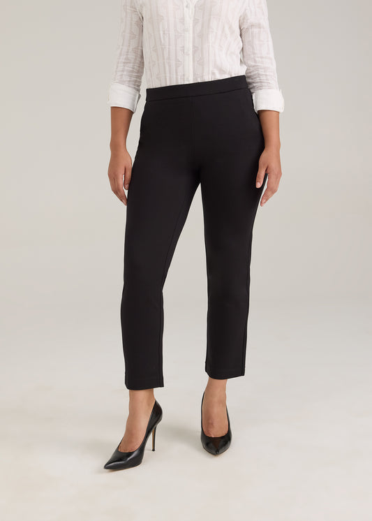 FDJ PULL ON PONTE KNIT STRAIGHT ANKLE PANT IN BLACK