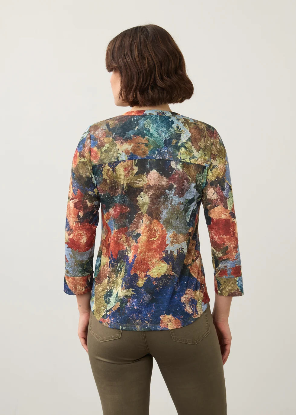 FDJ 3/4 SLEEVE HENLEY TOP