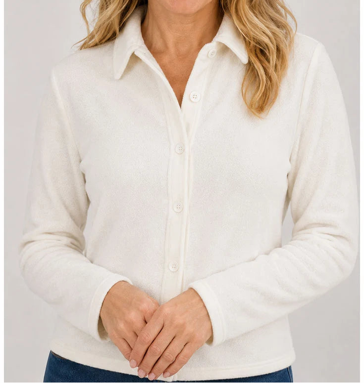 ETHYL STRETCH TAILORED TOP IN CREAM