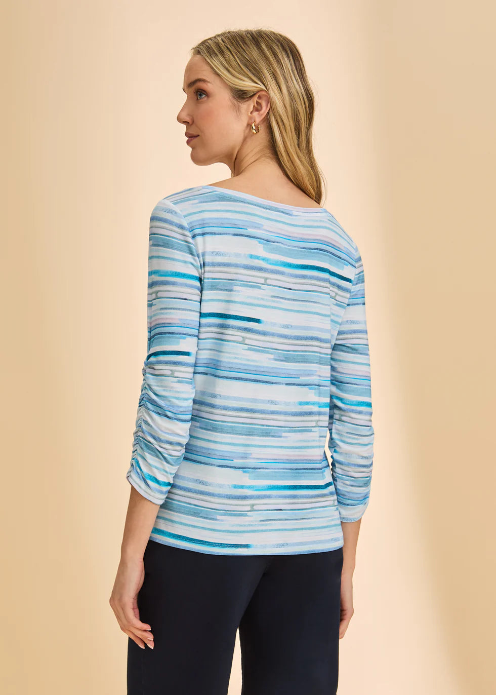 FDJ BOAT BOAT NECK KNIT TOP IN BLUE STRIPE
