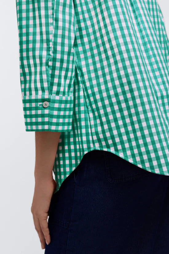 FOXCROFT MARGIE GINGHAM STRETCH MATTE BLOUSE