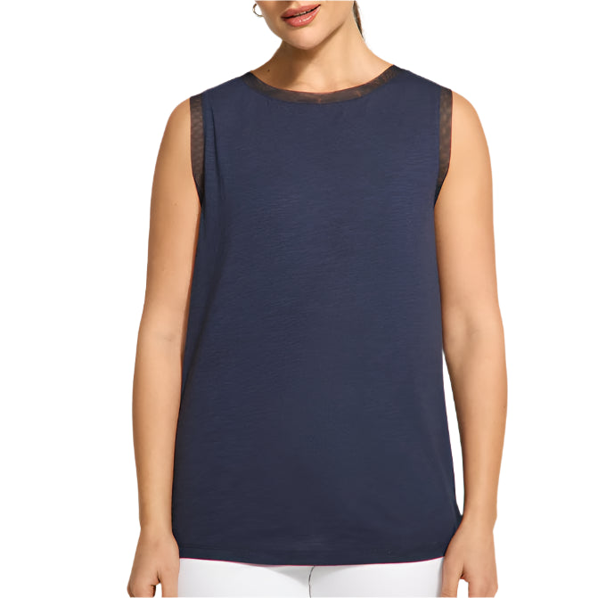 SAXONY MESH NECK CAMI IN NAVY