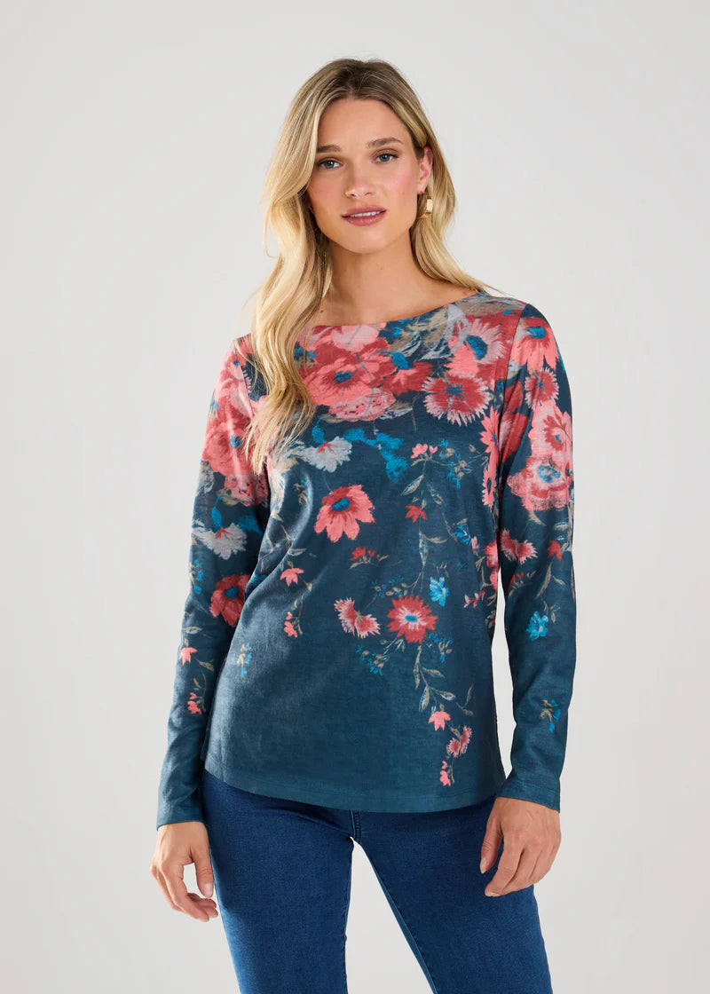 FDJ LONG SLEEVE BOAT NECK TOP