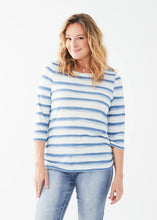 Load image into Gallery viewer, FDJ AMOY BLUE STRIPE 3/4 SLEEVE TOP
