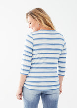 Load image into Gallery viewer, FDJ AMOY BLUE STRIPE 3/4 SLEEVE TOP
