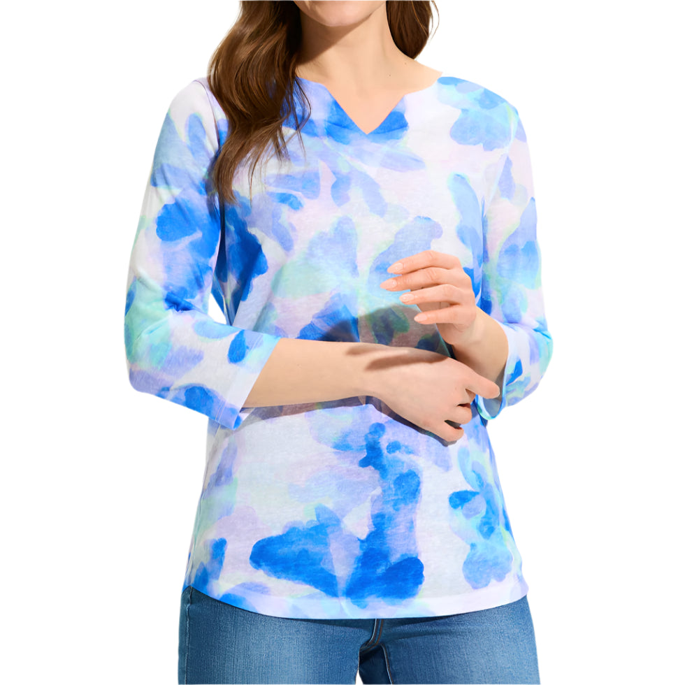 FDJ 3/4 SLEEVE NOTCH NECK TOP