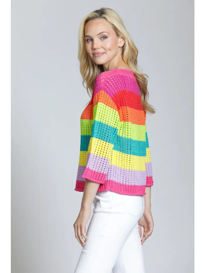 APNY Lattice Stripe Crew-Orange Multi