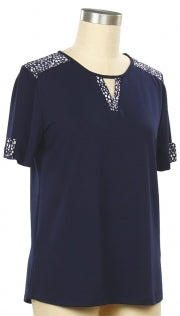 N TOUCH  SHORT SLEEVE TRIMMED TOP