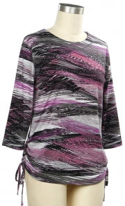 LINKS PURPLE/BLACK/GRAY PRINT TOP