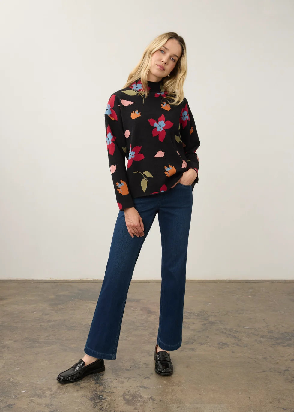 FDJ MOCK NECK LOOSE FIT SWEATER
