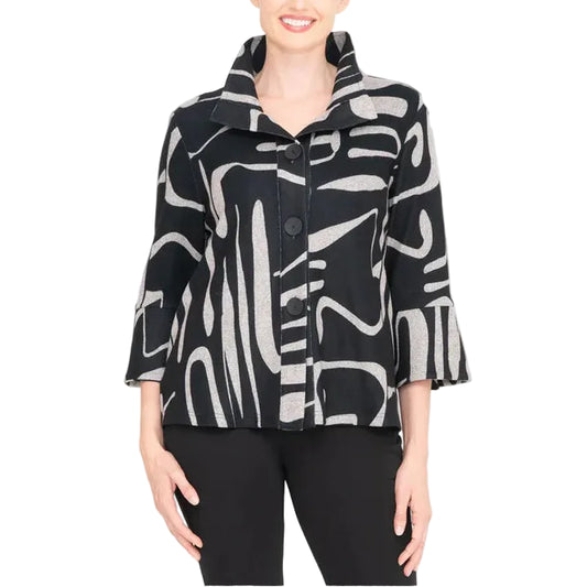 DAMEE ABSTRACT JACKET IN SOFT GRAY & BLACK