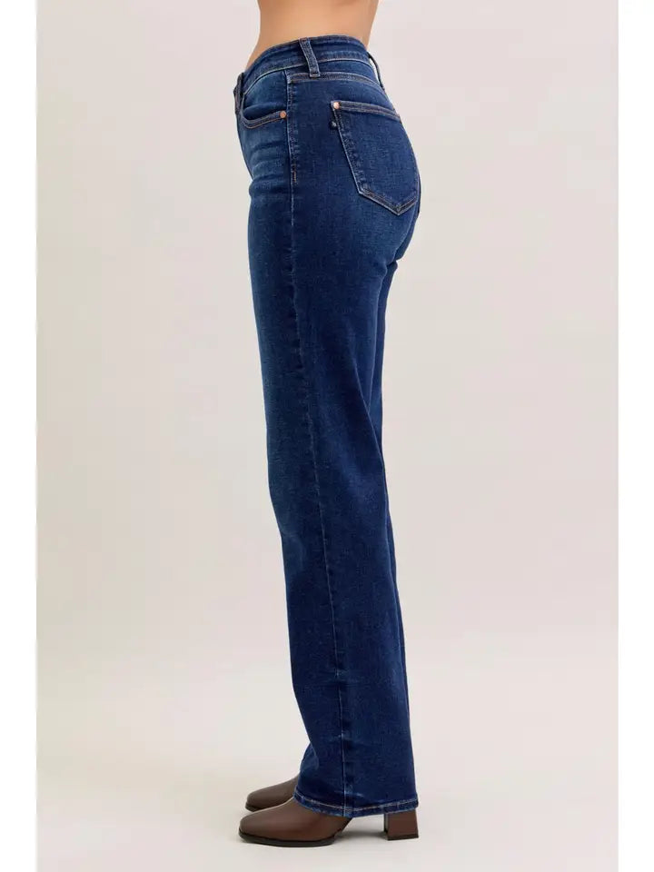 JUDY BLUE MID RISE MR. STRAIGHT  32" INSEAM DARK JEANS