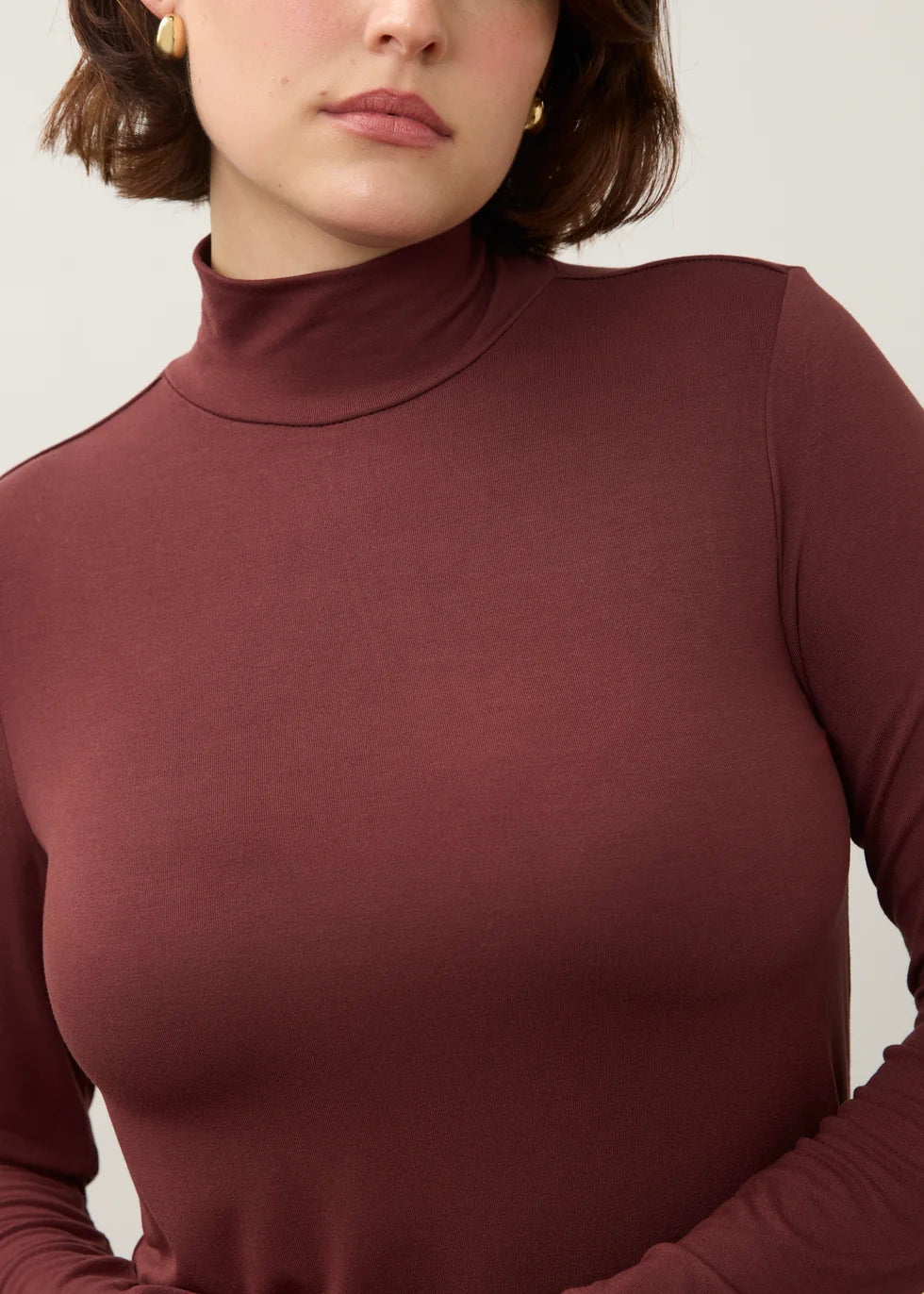 FDJ MOCK NECK KNIT TOP IN FIG