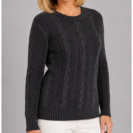ETHYL COTTON CABLE PULLOVER SWEATER