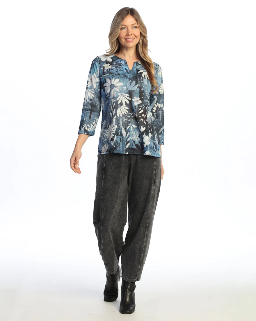 JESS & JANE NOTCH NECK SLUB TOP WITH SIDE SLITS