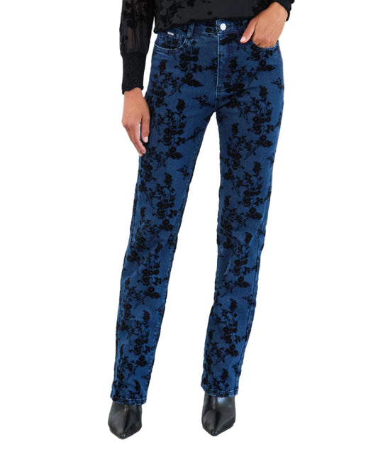 SUZANNE STRAIGHT LEG JEANS WITH FLOCKING