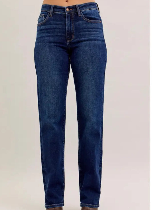 JUDY BLUE MR.STRAIGHT MID RISE DARK WASH 30" INSEAM