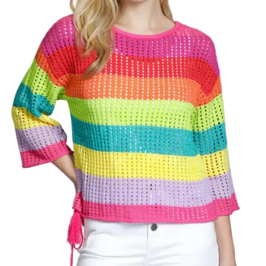 APNY Lattice Stripe Crew-Orange Multi