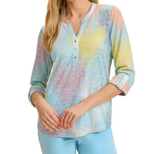 FDJ 3/4 SLEEVE BRIGHT HENLEY