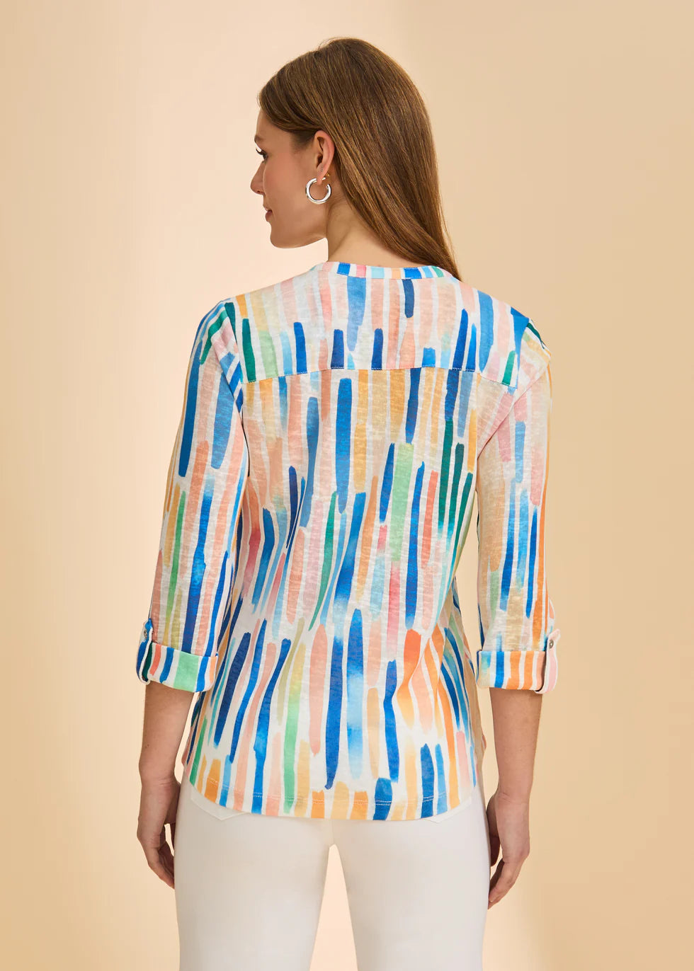 FDJ 3/4 SLEEVE HENLEY TOP IN BRIGHT COLORS