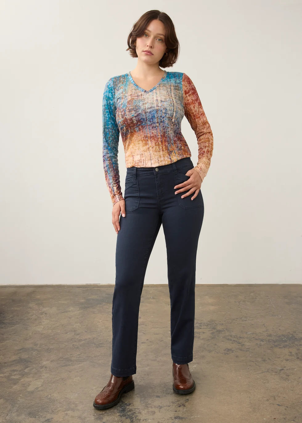 FDJ LONG SLEEVE VNECK TOP