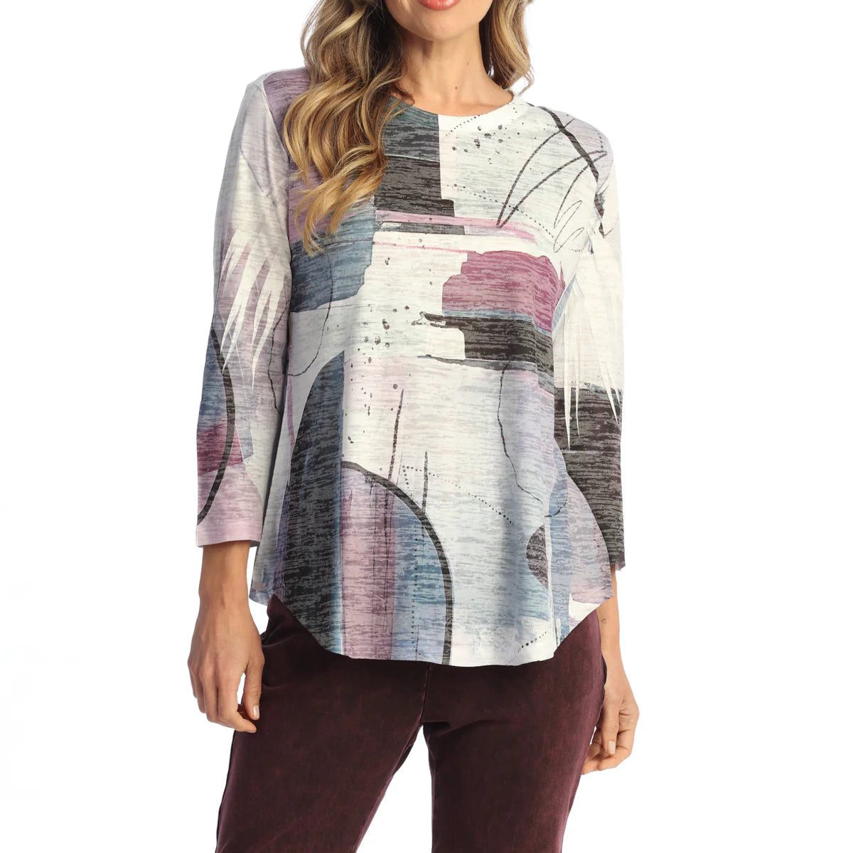 JESS & JANE BURN OUT TUNIC WITH ROUND HEM