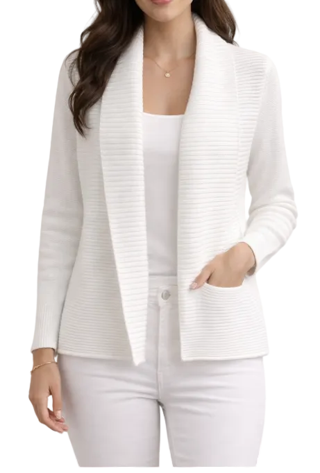 PBJ WHITE SHAWL COLLAR CARDIGAN