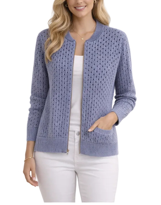 PBJ SPORT INDIGO ZIP UP CARDIGAN