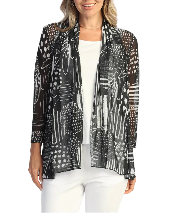 JESS & JANE CREPE MESH CARDIGAN