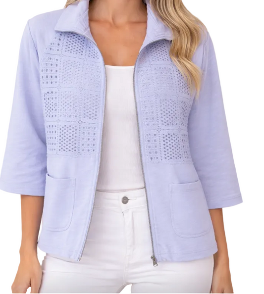 WILD PALMS SLUB FRENCH TERRY ZIP UP CARDIGAN