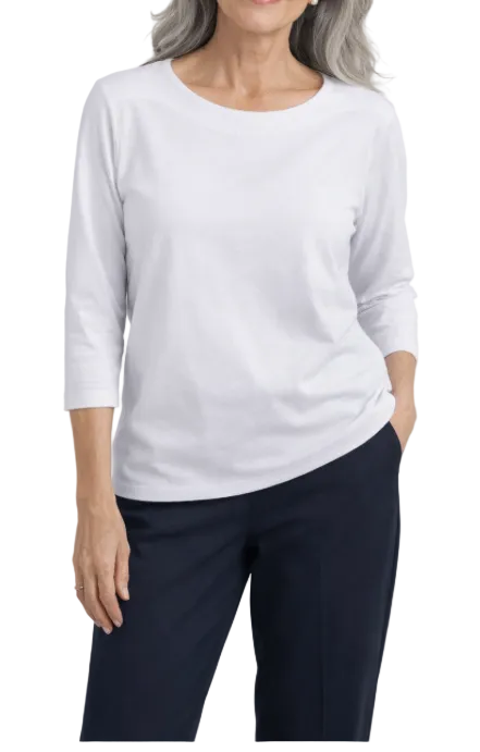 SOUTHERN LADY THREE QUARTER SLEEVE WHITE TOP
