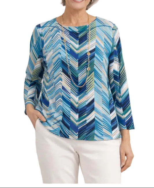 LINKS PRINT TOP IN BLUE/GREEN/BLACK