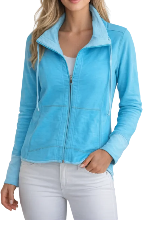 LU LU B REVERSIBLE TURQUOISE ZIP UP JACKET