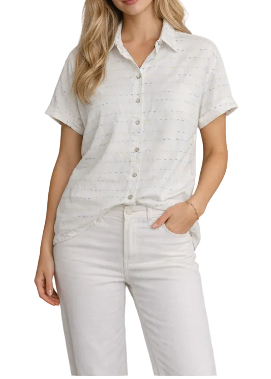 INSPIRED BY WILD PALMS SHORT SLEEVE BUTTON UP COLLARED SHIRT