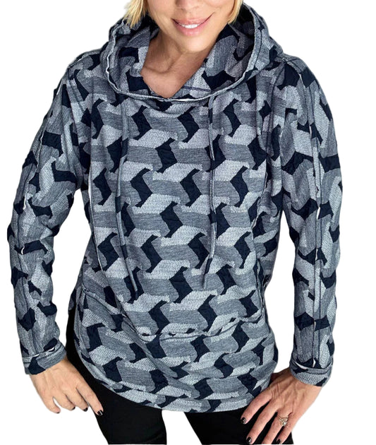 ETHYL HOODED NAVY TOP