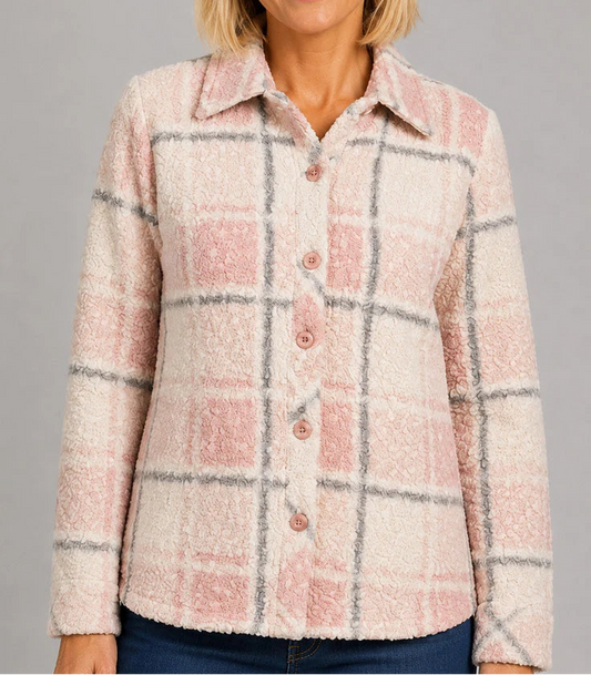 ETHYL PLAID SHERPA JACKET