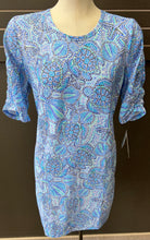 Load image into Gallery viewer, BEACH TIME BY LU LU B SHORT SLEEVE WITH RUCHING DRESS IN SEA SHELL PRINT
