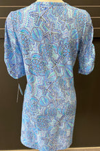 Load image into Gallery viewer, BEACH TIME BY LU LU B SHORT SLEEVE WITH RUCHING DRESS IN SEA SHELL PRINT
