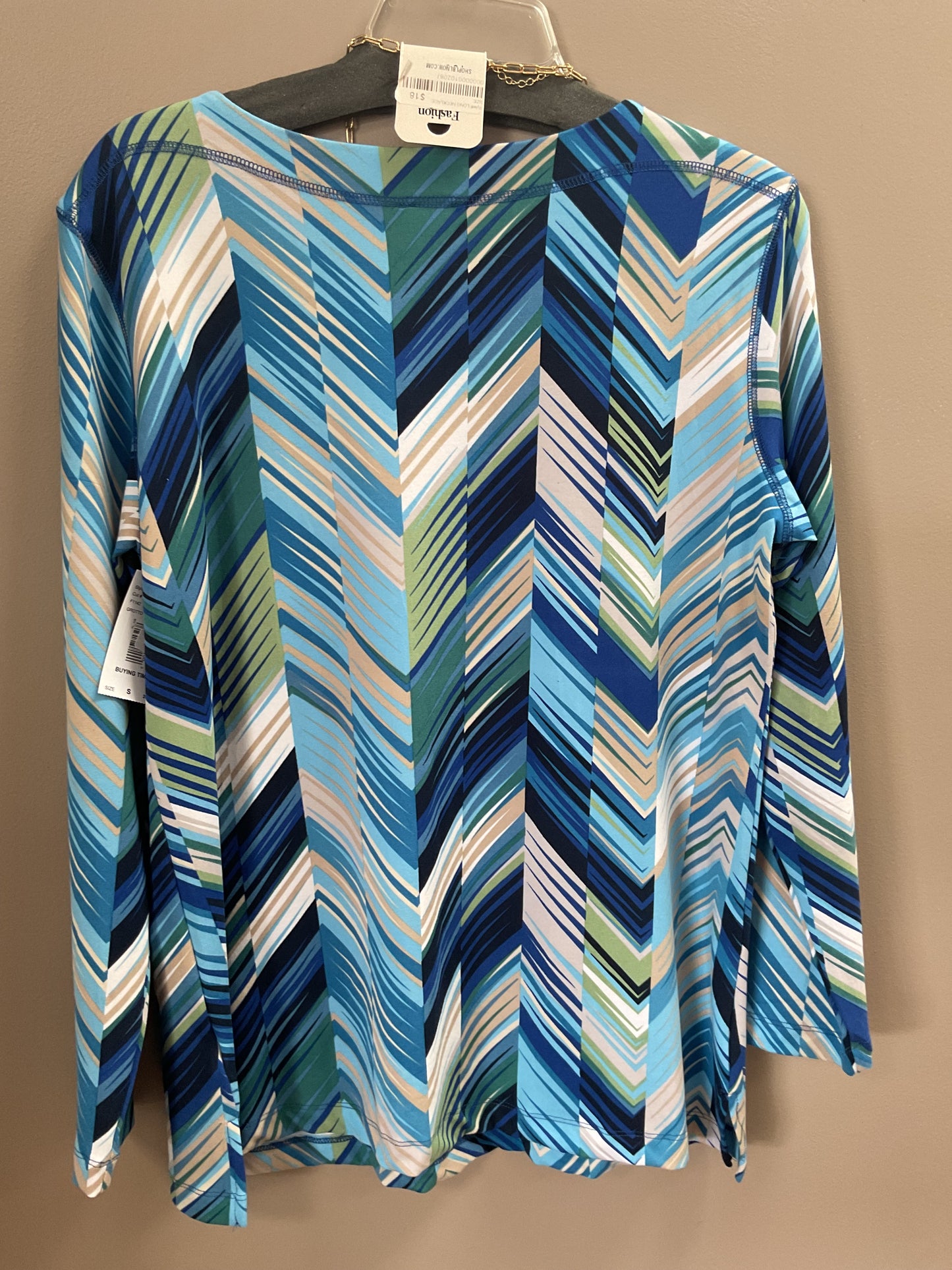 LINKS PRINT TOP IN BLUE/GREEN/BLACK