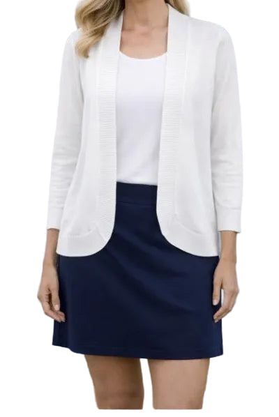 LU LU B WHITE  OPEN FRONT WHITE CARDIGAN