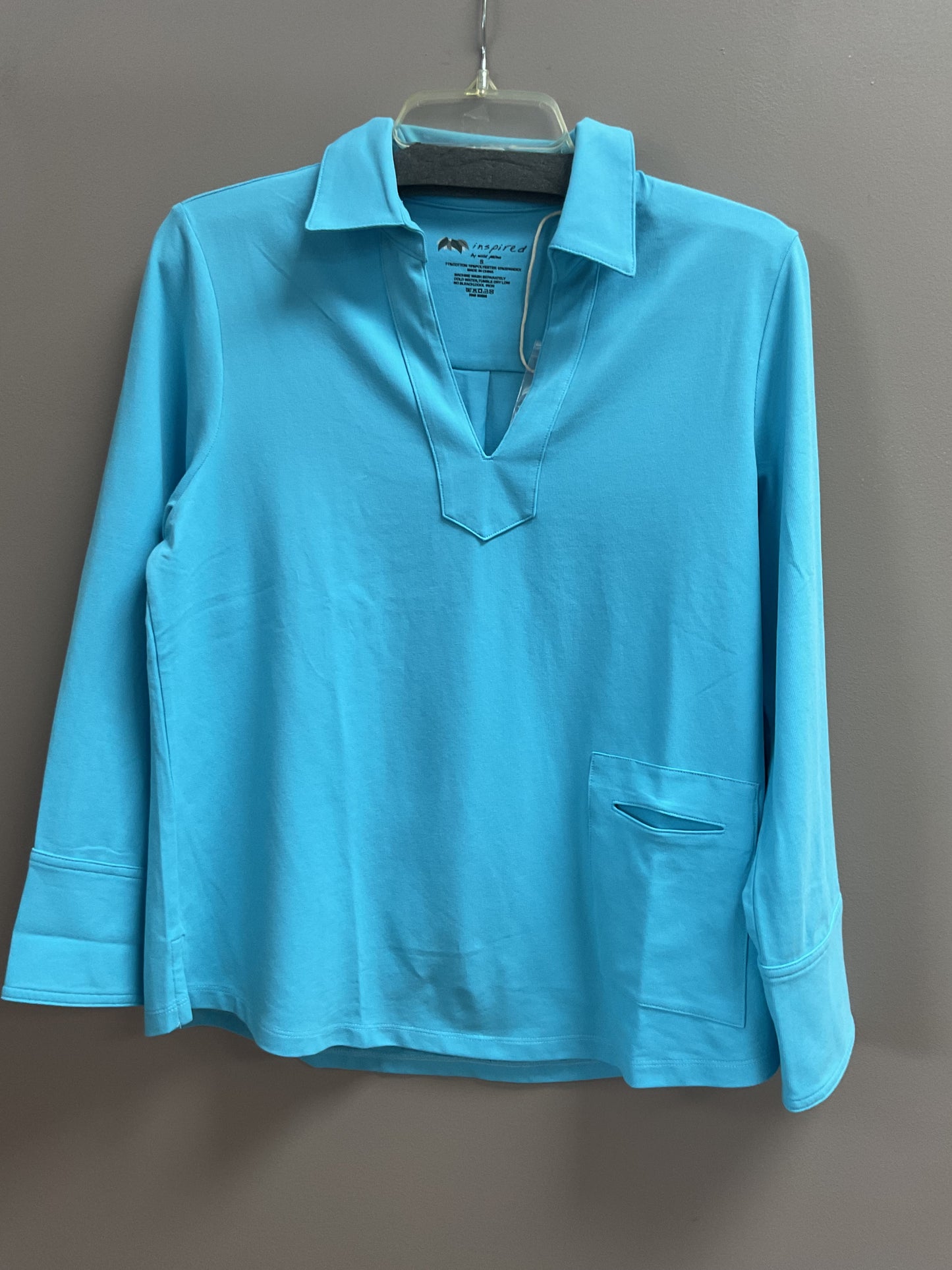 INSPIRED BY WILD PALMS LONG SLEEVE COLLARED TOP