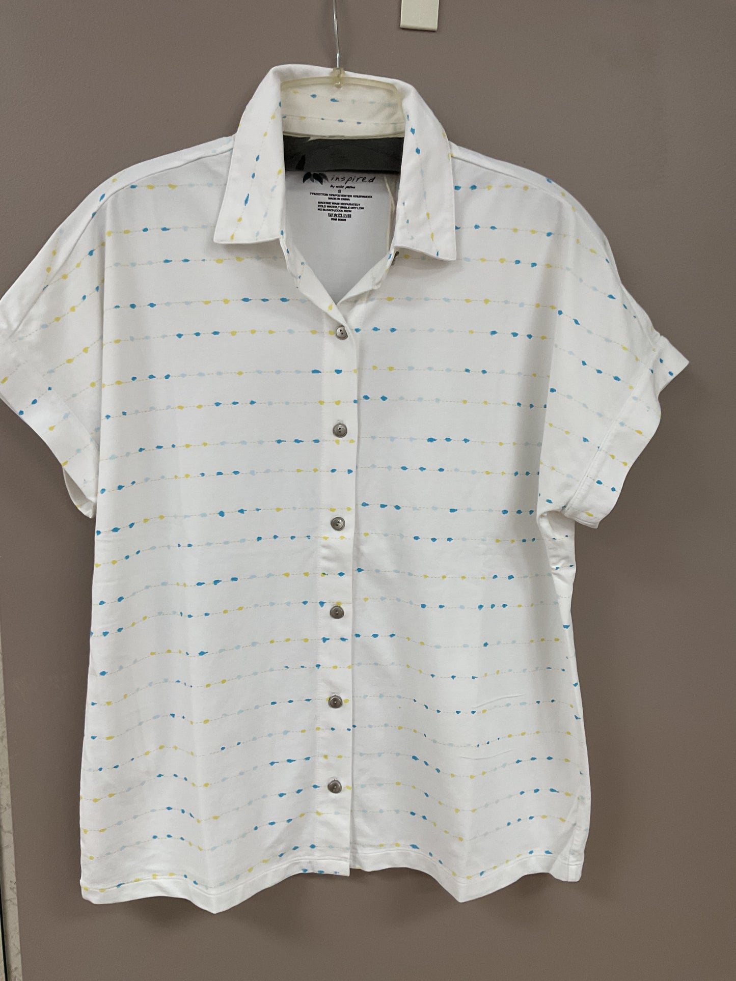INSPIRED BY WILD PALMS SHORT SLEEVE BUTTON UP COLLARED SHIRT