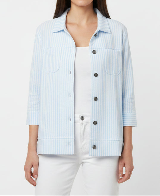 WILD PALMS SLUB FRENCH TERRY SURF/WHITE MINI STRIPE JACKET
