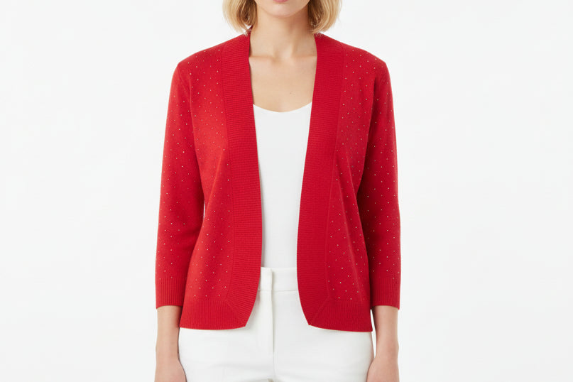 LU LU B RED SPARKLY CARDIGAN