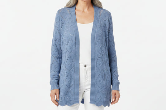 N TOUCH DENIM COLOR CARDIGAN SWEATER