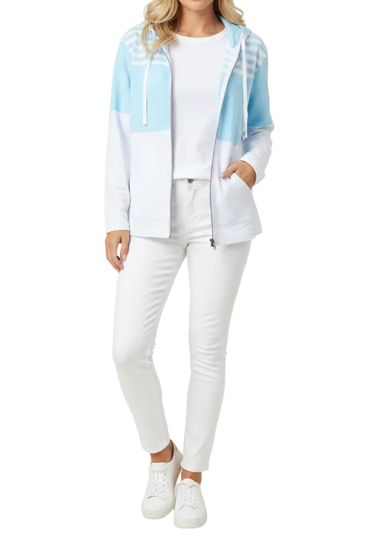 WILD PALMS SLUB FRENCH TERRY LONG SLEEVE COLOR BLOCK ZIP HOODIE