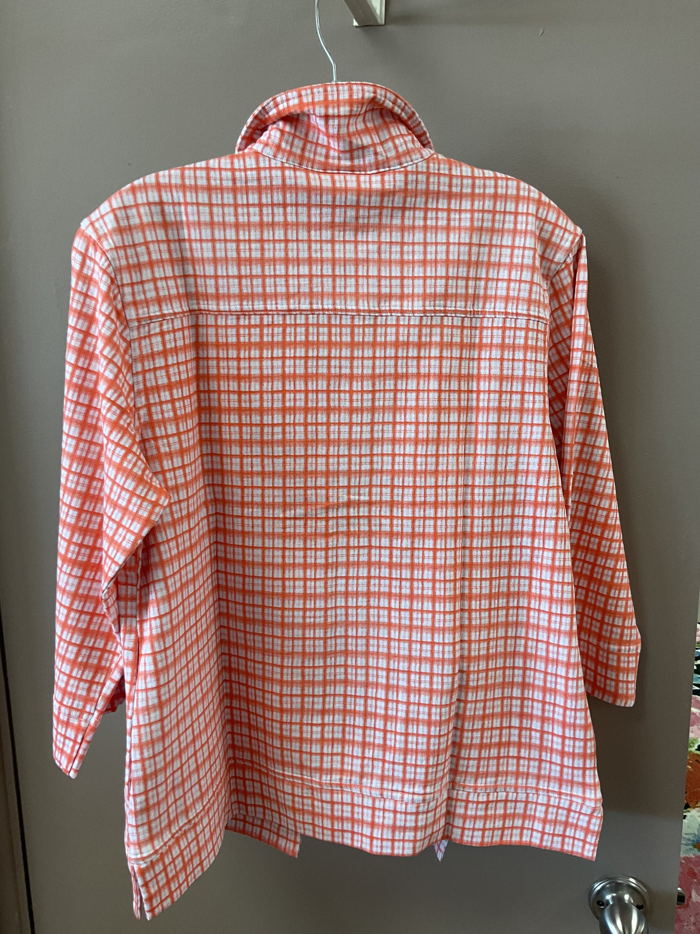 WILD PALMS WHITE/MANGO PLAID PRINT JACKET