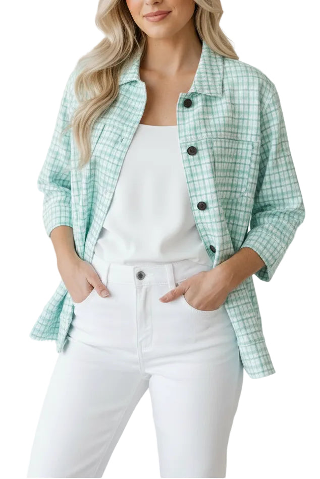 WILD PALMS SLUB FRENCH TERRY 3/4 SLEEVE WHITE/ARUBA JACKET