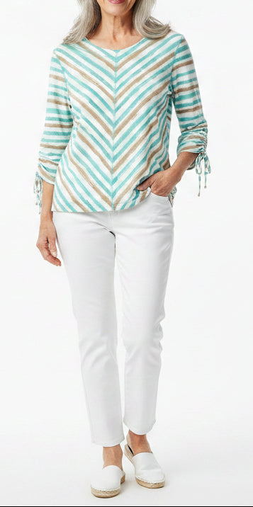 LINKS AQUA, TAN & WHITE FAVORITE STYLE TOP