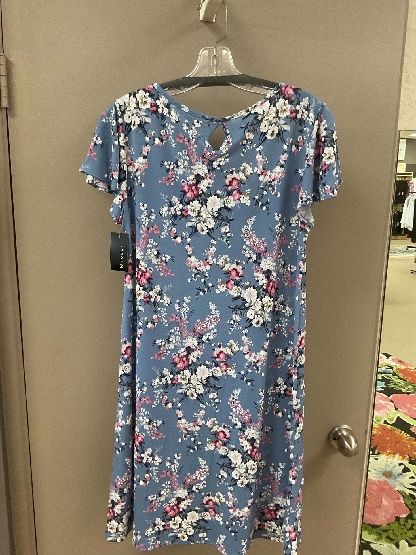 N TOUCH ROSE, WHITE & BLUE FLORAL PRINT DRESS